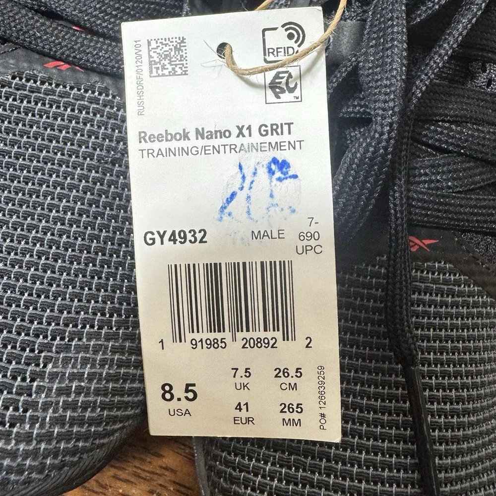 Size 8.5 - Reebok Nano X1 Grit Black